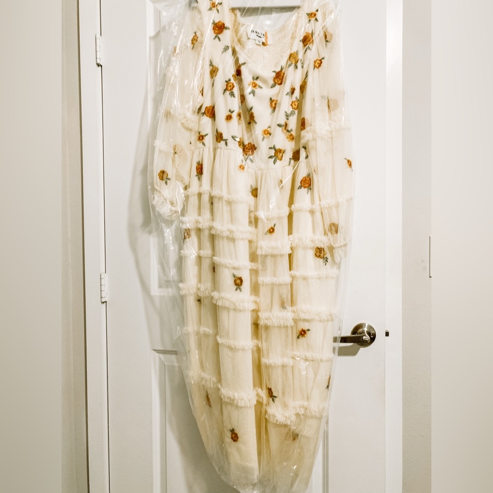 5X Jessakae Camellia Buttercream Floral Midi Dress